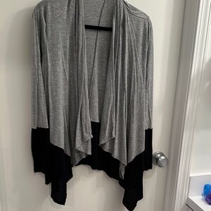 AB Studio Gray and Black Open Front Sweater